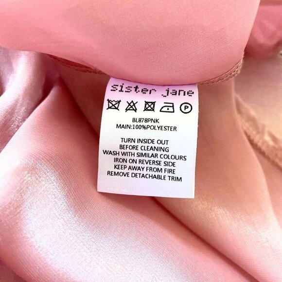 SISTER JANE OLD PINK RUFFLE RHINESTONE ORGANZA LOOSE FIT BLOUSE - XS - Picture 14 of 14